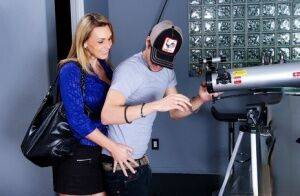 British cougar Tanya Tate seduces a young man while he is watching the stars - Britain on nudepicso.com
