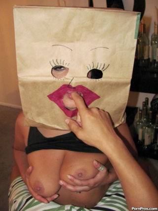 Busty gf fucked n facialed with paper bag on head on nudepicso.com