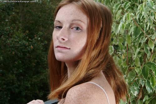 The Sweet Redhead Bimbo Allison Wyte Shows The Tender Shaved Pussy Outdoor on nudepicso.com