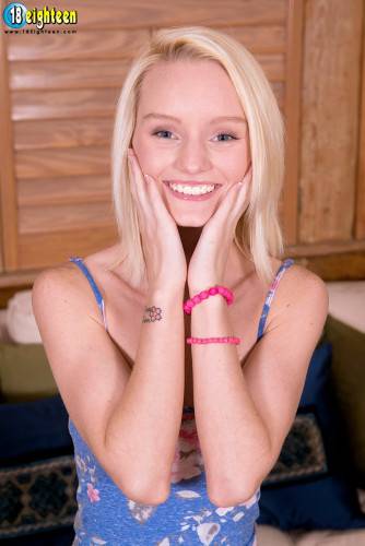 Cute Smiling Blonde Sammie Daniels Looks Somewhat Embarrassed When Playing With Rod on nudepicso.com