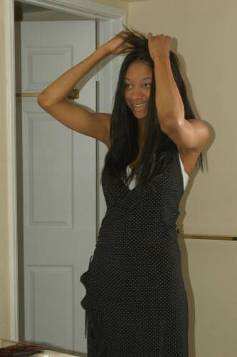 Ebony Amateur Tyra Moore Shows Her Slim Long Legs And Well Shaped Jumbo Tits on nudepicso.com