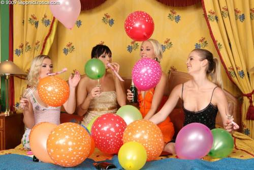 Sweet Chicks Susan, Sandra, Katerina And Malisa Celebrate Birthday, Drink Wine And Have Lesbo Fun on nudepicso.com