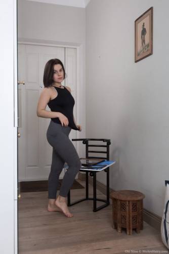 Slender ukrainian dark hair teen Ole Nina in undies is foot fetishist - Ukraine on nudepicso.com