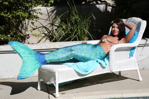 Sensual Brunette Adriana Chechik Takes Her Mermaid Fishtail Off And Shows Her Slit on nudepicso.com