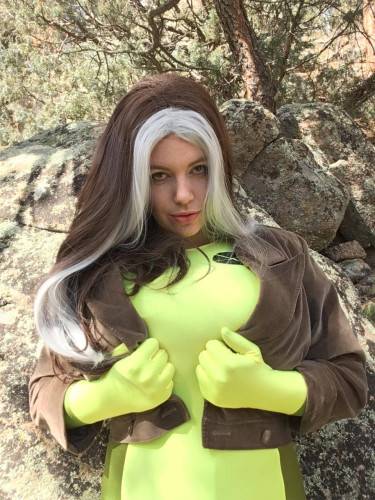 Lovely Lilith massive tits cosplay in the forest on nudepicso.com