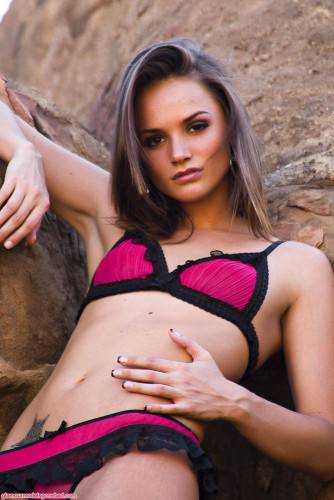 Petite Beauty Tori Black In Sexy High Heel Shoes Takes Off Her Lingerie On A Rock on nudepicso.com