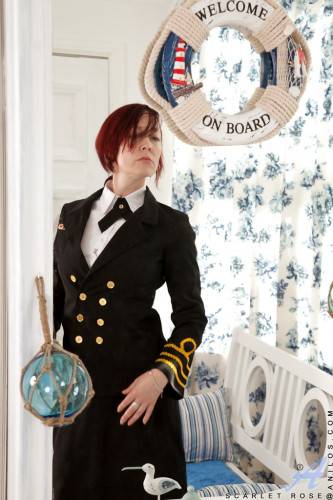 Curious british redheaded mature Scarlet Rose in uniform outfit exposes her butt and hairy beaver - Britain on nudepicso.com