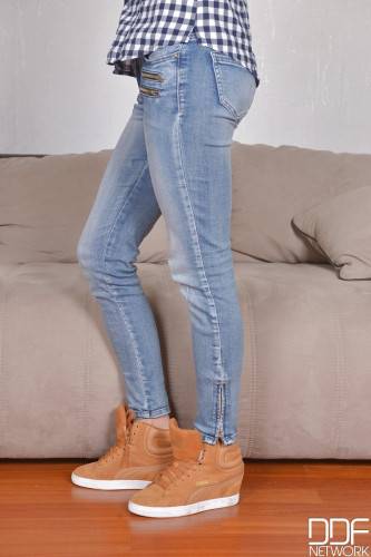 Gracile czech dark hair youthful Vanessa Decker in tight jeans makes some hot foot fetish action - Czech Republic on nudepicso.com