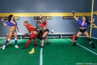 Football hardcore orgy with athletic babes on nudepicso.com