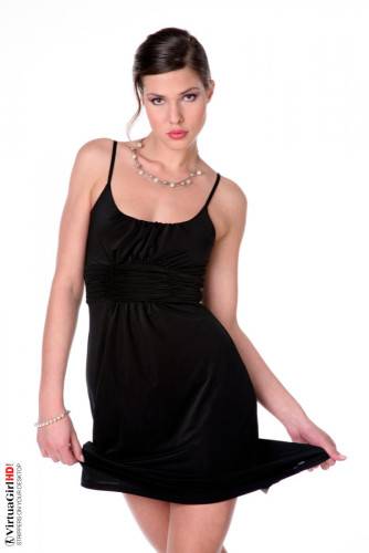 Lusty Brunette Model Olivia La Roche Is Wearing A Cool Black Dress But Not For Long. on nudepicso.com