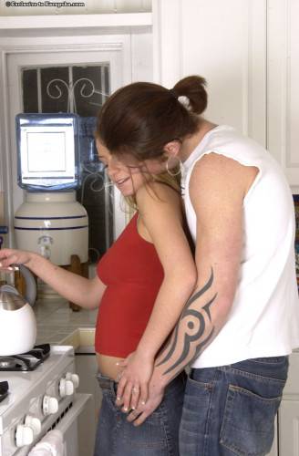 Denice Klarskov Gives Head And Gets Her Hairless Pussy Pumped In The Kitchen on nudepicso.com