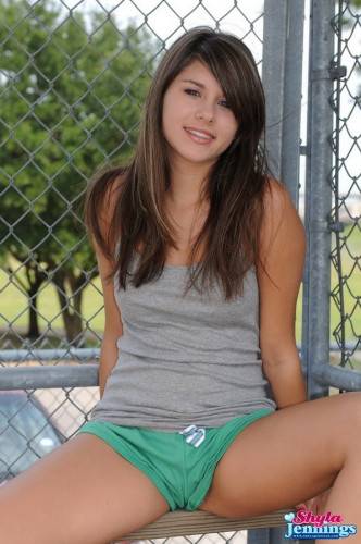 Naughty Teen Babe Shyla Jennings Strips Her Sports Outfit Right On The Field on nudepicso.com