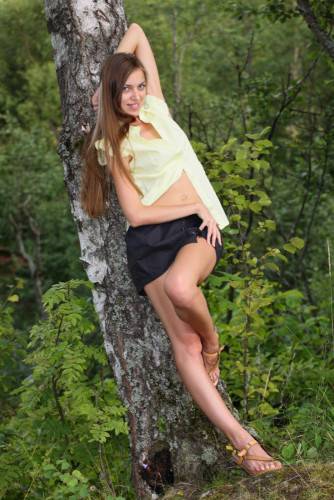 Leggy Teen Babe Sofy B Plays Naked In The Woods Showing Her Cute Tits And Perfect Pussy on nudepicso.com