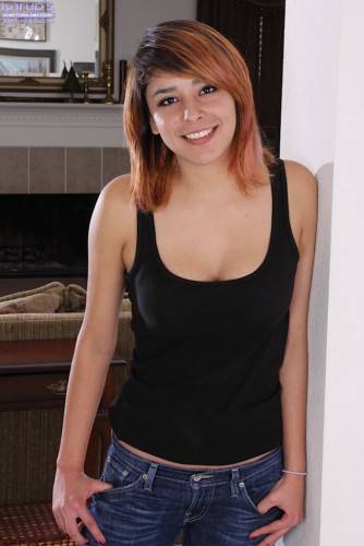 Shaved Latina Teen Kaya Smith Is Flaunting Her Puffy Boobies And Her Smooth Meat Clam. on nudepicso.com