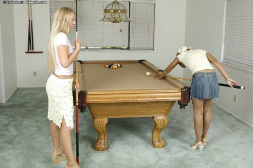 Cali Hunter Enjoys Interracial Lesbian Sex With Her Friend In The Pool Room on nudepicso.com