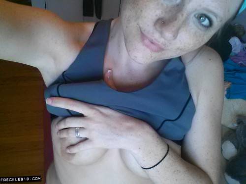 Sexy Brunette Freckles Takes Some Racy Pictures After A Workout Gets Her Soaked. on nudepicso.com