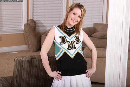 Shaved Teen Tweety Valentine Removes Her Cheerleader Uniform And Then Her Virgin White Panties on nudepicso.com