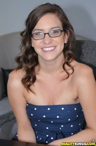 Excellent american brunette hottie Alexa Amore in sexy glasses reveals big knockers and hot butt - Usa on nudepicso.com