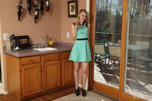 Excellent american young Lily Rader in fancy skirt exhibiting small tits and dildoing - Usa on nudepicso.com
