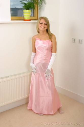 Sammy Jo In Long White Gloves Wears Long Pink Dress That Hides Her Killer Lingerie on nudepicso.com