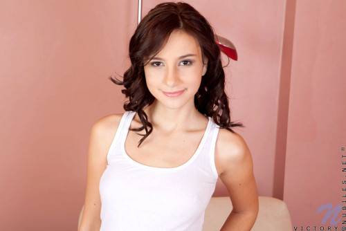 Petite Brunette Cutie Victory Nubiles With Smooth Pussy And Alluring Smile Gets Nude on nudepicso.com