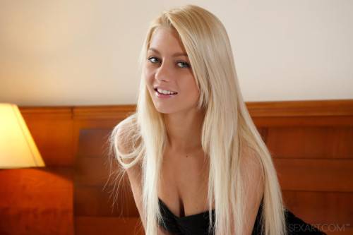 Sylphlike czech blonde teen Pinky June uncovers small tits and jerks off - Czech Republic on nudepicso.com