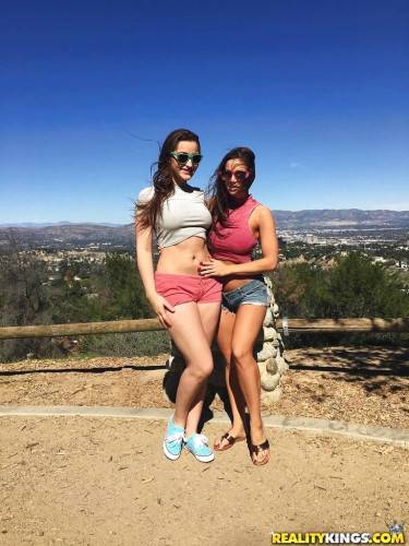 Excellent women Dani Daniels and her girlfriend licking hot pussies and tribbing each other outdoor on nudepicso.com