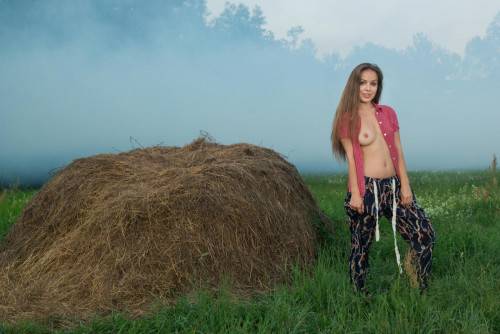 Teen Sweetie Arina G Gets Rid Of Her Clothes In The Field And Poses Nude For Us on nudepicso.com