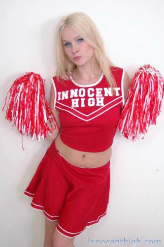 Blonde Cutie Kylee Reese Takes Off Her Red Cheerleader Uniform Then Gets Banged By Four Eyed Teacher on nudepicso.com