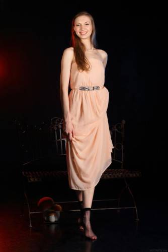 Gorgeous Babe Annett A Is Posing In Long Dress And Out Of It Showing Off Tight Clefts on nudepicso.com